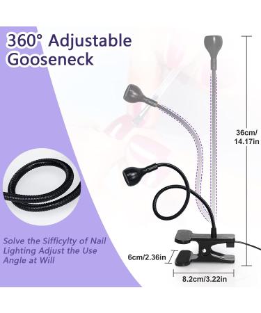 TOEDO 3W UV LED Gel Nail Lamp | 4 Levels Setting Gooseneck Lamp Clip | Professional Nail Dryer for Gel Polish | Black Nail Art Accessories - Buy Online on GoSupps.com
