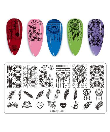 LiBiuty 6Pcs Nail Stamping Plates Sets with Dual Head Stamper & Scraper - DIY Nail Template Stamping Set 037 - Buy Online on GoSupps.com