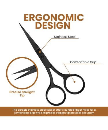 Utopia Care Facial Scissors for Men & Women - Precision Small Scissors for Beard Nose Mustache & Eyebrows Hair - Black - Buy Online on GoSupps.com