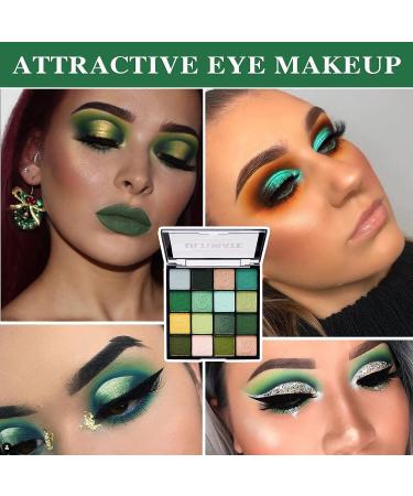 16-Color Green Eyeshadow Palette | Shimmer & Matte | Long-Wear, Waterproof & Highly Pigmented | Professional Eye Makeup Palette - Buy Online on GoSupps.com