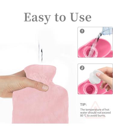 1L Hot Water Bottle with Soft Cover - 1000ml Hot Water Bag - Removable Covers - Pain Relief - Pink - Buy Online on GoSupps.com