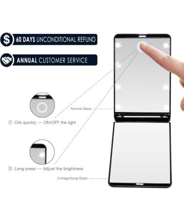 Compact LED Pocket Mirror | Dimmable 8 Light Travel Mirror | 1 /2 Magnification Makeup Essential - Buy Online on GoSupps.com