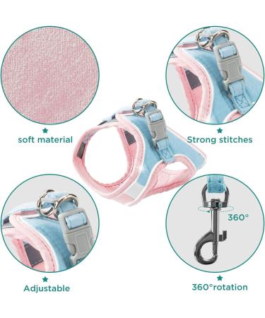 Adjustable Escape-Proof Cat Dishes & Harness Set - Reflective Stripes in Pink & Blue for Small Cats | Geeric International Shipping - Buy Online on GoSupps.com