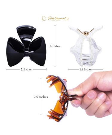 RC Roche 6-Piece Plastic Loop Hair Clips for Women & Girls - Stylish Medium Teeth Clips in Black White Brown & Transparent - Buy Online on GoSupps.com