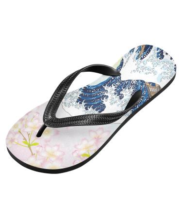 Buy Mnsruu Cherry Blossom Sea Wave Flip Flops & Sandals | Stylish Slippers for Hotel Spa & Travel - Unisex Footwear - Buy Online on GoSupps.com