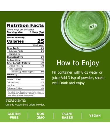 Orgnisulmte Organic Celery Powder - 100% Natural Freeze-dried Juice for Curing - 4.23 Oz - Buy Online on GoSupps.com