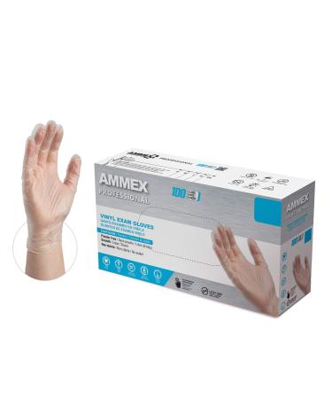 AMMEX Clear Vinyl Medical Gloves Large (Pack of 100) Box of 100