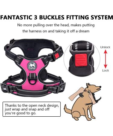 PoyPet No Pull Dog Harness | Adjustable Reflective Vest for Small to Large Dogs | Easy Control Handle | Medium Pink - Buy Online on GoSupps.com