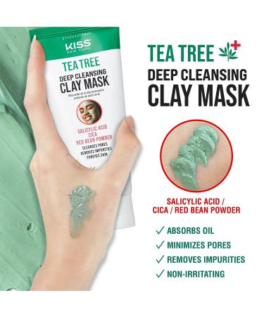 Kiss New York Tea Tree Deep Cleansing Clay Mask 4.23 oz - Korean Skin Care for Pores, Oil Control, and Impurity Removal - Buy Online on GoSupps.com
