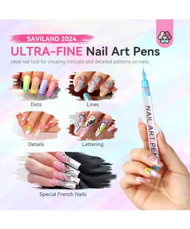 SAVILAND Nail Art Pens Set - 12 Colors 0.5MM Quick Drying Acrylic Nail Polish Markers for DIY Nail Art Design & Graffiti - Buy Online on GoSupps.com