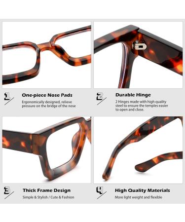 COASION Thick Frame Blue Light Glasses - Non-Prescription Computer Eyewear for Women & Men - Tortoise Square Style 52mm - Buy Online on GoSupps.com
