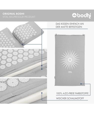 Bodhi Acupressure Set Vital - Acupressure Mat & Pillow for Self-Massage Relaxation & Blood Circulation | Includes Bag | Stone Gray - Buy Online on GoSupps.com
