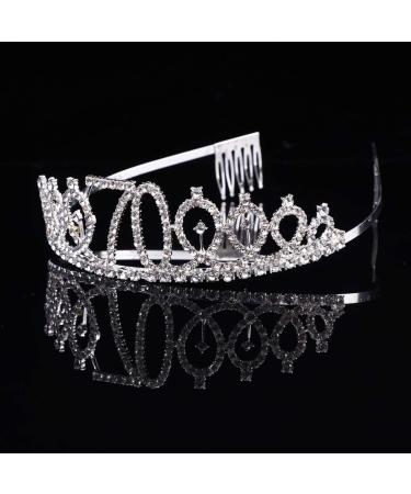 Minkissy 18th Birthday Crown with Comb Crystal Rhinestone Tiara 18th Birthday Crown Birthday Headpiece for Birthday Party (Silver) Size 5 - Buy Online on GoSupps.com