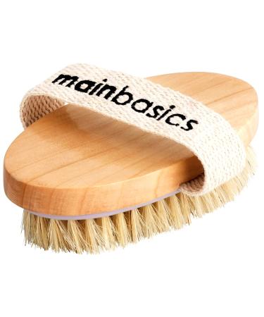 MainBasics Dry Body Brush Exfoliating Body Scrubber - Natural Bristles for Dry Skin, Blood Circulation, Cellulite Treatment, and Lymphatic Drainage