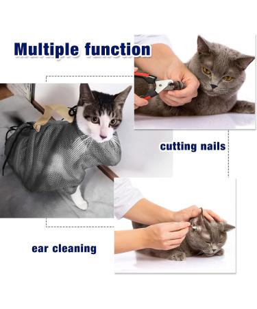 2 Pieces Cat Grooming Washer Mesh Bag Cat Muzzles Breathable Mesh Muzzles Adjustable Kitten Scratch-Resistant Cat Restraint Bag Fixed Bag Cat Bath Bag for Cat Bathing Nail Trimming Feeding (Gray) - Buy Online on GoSupps.com