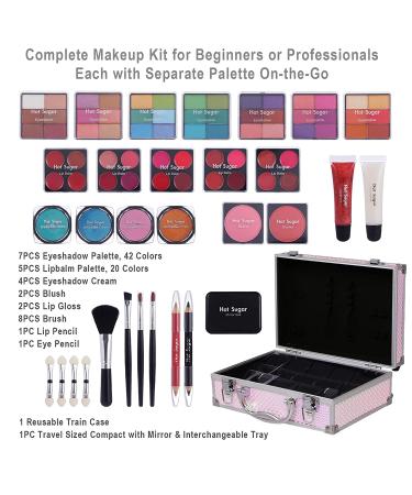 Hot Sugar Makeup Kit for Girls and Women - Full Starter Cosmetics Set with Eye Shadow Palette, Lip Balm, Blush, Lip Gloss, Brush, Lip Pencil, Eye Pencil, and Mirror - Mermaid-Inspired Beauty Collection - Buy Online on GoSupps.com