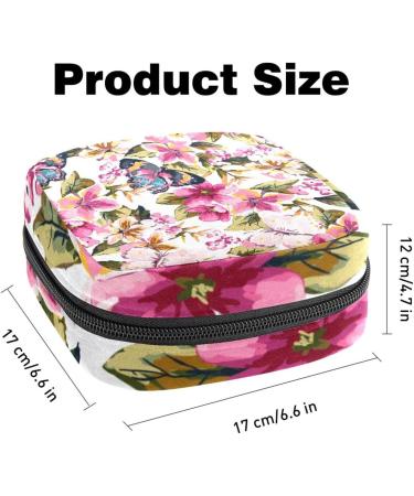 Stylish Menstruation Pad Bag with Zipper - Butterfly & Flower Design | Women's Tampon Collection Bag - Buy Online on GoSupps.com
