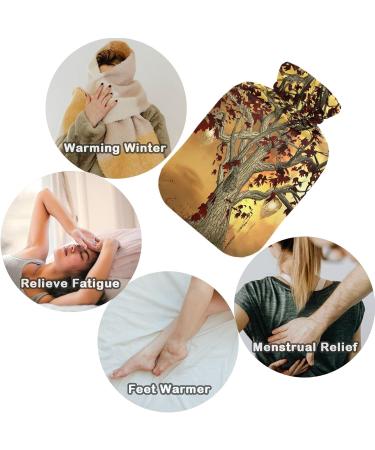 Naanle Hot Water Bottle with Lid - Tree in Golden Landscape | 1L Heat Bottle for Back Pain Relief & Warmth | Ideal Hand & Foot Warmer & Cold Therapy - Buy Online on GoSupps.com