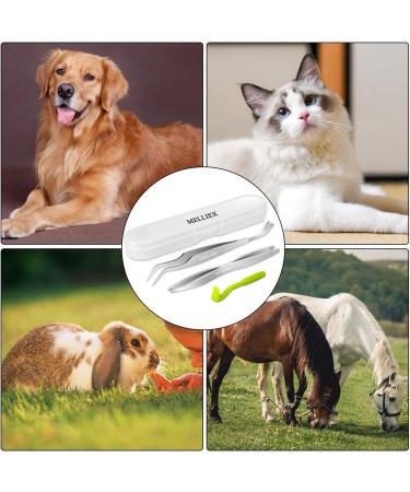Melliex Tick Pliers Set - Stainless Steel Tick Remover & Tweezers for Dogs & Cats | Plastic Tick Hooks & Storage Box - Buy Online on GoSupps.com