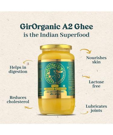 GirOrganic Grass Fed A2 Ghee | Clarified Butter (32Oz) - Unsalted Gir Cow Ghee Butter - Organic Ghee Oil - Pasture Raised  Non-GMO  Lactose-Free 32Oz 32 Fl Oz (Pack of 1) - Buy Online on GoSupps.com