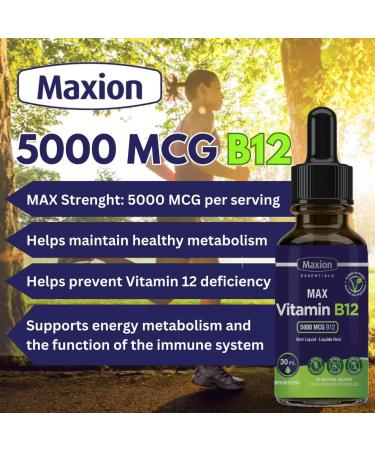 Maxion Vitamin B12 5000 mcg to Help Produce Red Blood Cells and Boost Energy Supports Cognitive Function Improved Memory and the Immune System Cherry Flavour 30ml - Buy Online on GoSupps.com