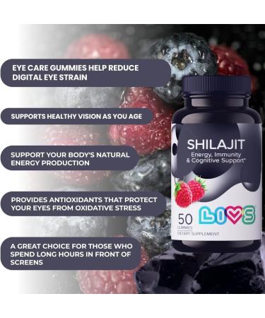 LIVS Shilajit Gummies for Men & Women 1000mg Pure Himalayan Resin Extract Rich in Fulvic Acid & 85+ Trace Minerals Natural Energy & Immune Support Supplement Vegan Raspberry Flavor 50 Count Shilajit Gummies 50 Count  - Buy Online on GoSupps.com