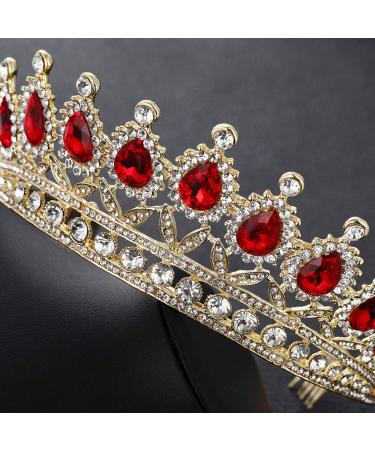 Lurrose Bridal Rhinestone Crown Headpiece - Elegant Red Alloy Hair Accessory for Women & Girls - 1 PC with Comb - Buy Online on GoSupps.com