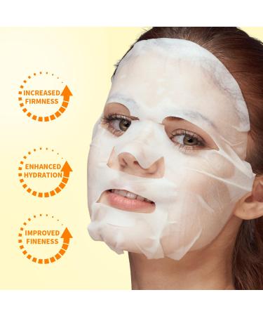 Firming & Moisturizing Sheet Masks with Hyaluronic Acid & Peptides | Anti-Aging Spa Facial Masks for Fine Lines & Wrinkles - Pack of 10 - Buy Online on GoSupps.com