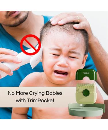 2-in-1 Kids Hair Trimmer & Comb - Trimpocket Hair Tool for Split Ends & Bangs (Green/Brown - Buy Online on GoSupps.com