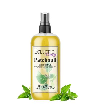 Body Spray for Women 16 Oz (Double Strength) Patchouli Essential Oil Body Mist with Long-Lasting Fragrance Earthy & Clean Scent Reminiscent of the 1960s & 70s Light Subtle Perfume with Wood Notes Double Strength 16 Fl Oz (Pack of 1)