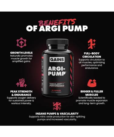 Gains in Bulk L Arginine Amino Acids Supplement for Nitric Oxide Support, Supplements for Men with L-Arginine, L Citrulline and L Ornithine, Muscle Pump, Energy and Heart Health Support, 90 Capsules - Buy Online on GoSupps.com