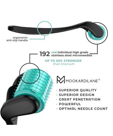 MOOKARDILANE 192 Stainless Steel Derma Roller for Beard & Hair Growth | Microneedling Roller for Face & Body with Storage Case 1.50mm - Buy Online on GoSupps.com