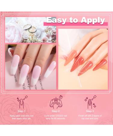 Lavender Violets 13 Pcs Gel Nail Polish French Manicure Kit with Gentle Pinky Glitter Shades | UV LED Soak Off, Base Coat, Matte Top Coat, Nail File Included - C960A - Buy Online on GoSupps.com