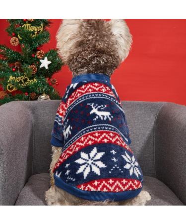 Yaodhaod Fleece Dog Sweater for Small Dogs | Ethnic Style Winter Clothing | Ultra Soft Thermal Blue Puppy Sweatshirt (L) - Buy Online on GoSupps.com