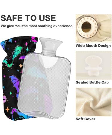 Bats Stars Hot Water Bottle with Cover - 1L Small BPA Free Bag for Back Pain Relief & Hot/Cold Therapy | International Shipping - Buy Online on GoSupps.com