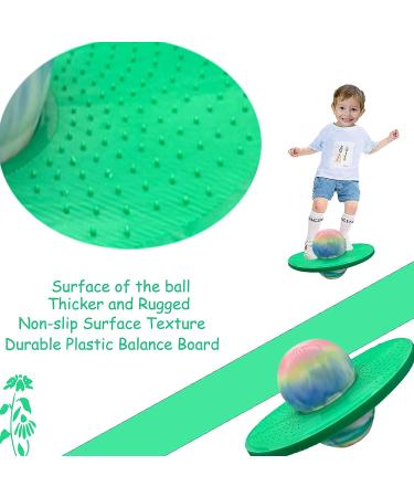 FURTHERNEXT Pogo Ball for Kids & Adults | Up to 160 lb | Bounce Board with Air Pump | Sturdy Deck | Exercise Toy for Children Over 6 | Good Gift (Multi-Green) - Buy Online on GoSupps.com