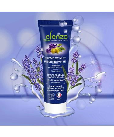 eLenzo Certified Organic Night Cream Moisturizing Face and Neck Olive and Shea Oils Lavender Water COSMOS ORGANIC by ECOCERT Made in France All Skin Types 50ml - Buy Online on GoSupps.com