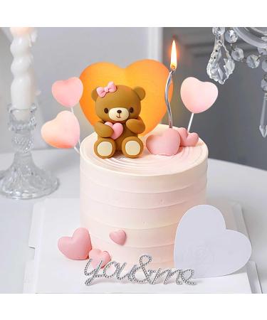 LaVenty 12 PCS Pink Bear Cake Decoration Heart Love Cake Topper Heart Teddy Bear Cake Decoration Baby Shower Cake Decoration Baby Girl Cake Decoration Pink 2 - Buy Online on GoSupps.com