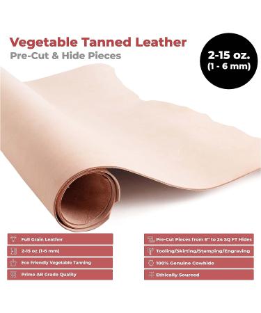 Full Grain Vegetable Tanned Leather Cowhide 8-9 oz 2PCS 6x12 for Tooling & Carving - Buy Online on GoSupps.com