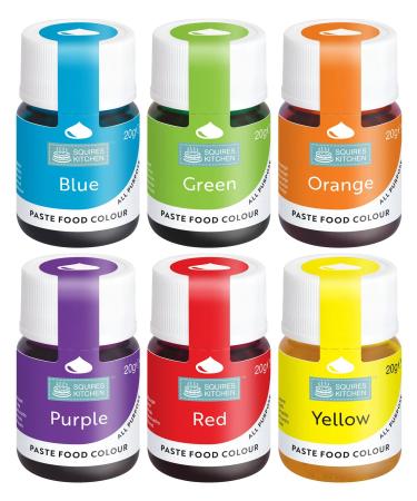 Squires Kitchen Food Colouring Paste Rainbow Colours 6 Set Perfect for Buttercream Sugarpaste Modelling Pastes Fondant Royal Icing Cake Mixes and more! Rainbow 6 Set