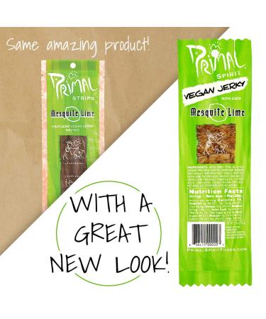 Primal Spirit Vegan Jerky - Classic Mesquite Lime Flavor, Non-GMO, 24 Pack (1 oz each) - Plant-Based Protein Snack - Buy Online on GoSupps.com