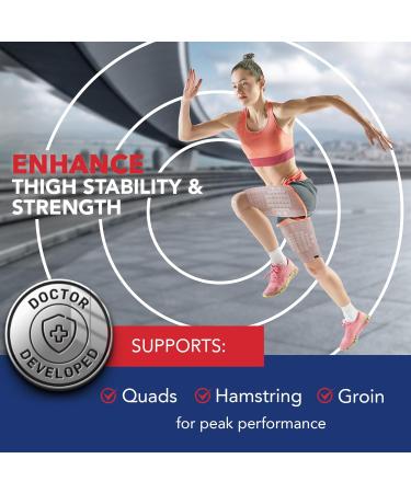 Doctor Developed Thigh Compression Sleeve for Men & Women - Breathable Hamstring Support Wraps (Medium Pink) - Leg Brace & Handbook Included - Buy Online on GoSupps.com