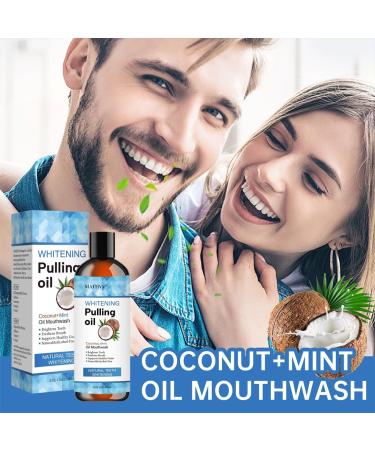 Coconut Pulling Oil with Tongue Scraper - Alcohol-Free Mint Oil Pulling Mouthwash for Fresh Breath - Natural Coconut Oil for Oral Care - Buy Online on GoSupps.com