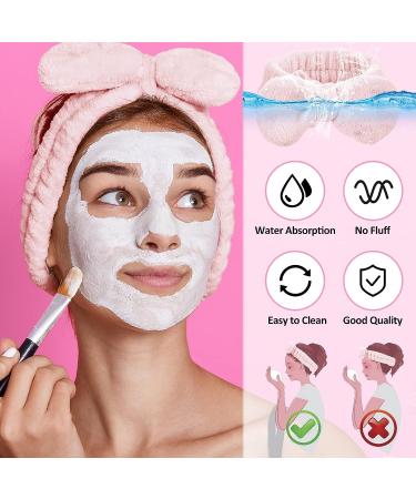 WLLHYF Spa Face Headbands Set - Soft Elastic Bow Makeup Hair Band for Women Girls - Prevent Water Spills - Perfect for Skin Care Shower - Pink - Buy Online on GoSupps.com
