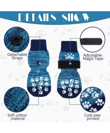 Expawlora Adjustable Dog Socks - Soft Breathable Paw Protection for All Dogs - Non-Slip Traction for Wooden Floors - Blue L Large (4 Count) - Buy Online on GoSupps.com