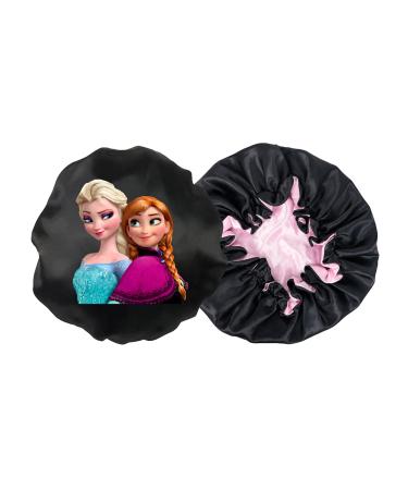 2PCS Kids Reversible Satin Double Layered Toddler Bonnet Sleeping Cap for Curly Natural Hair Satin Hair Bonnets Cartoon Character Night Sleeping Cap for Girls (Frozen and Paw Patrol)