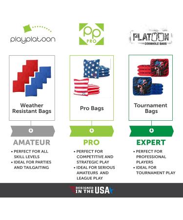 Play Platoon Tournament Series Cornhole Bags - Pro Style Dual Sided Bags - Red/Blue American Skull Design - USA - Buy Online on GoSupps.com