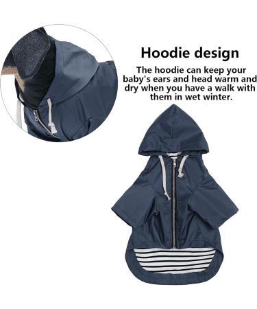 Minezi Hundred Coat - Reflective Buttons Wind & Rainproof Adjustable Hood - Blue M (Breast Size: 49-58cm) - International Shipping - Buy Online on GoSupps.com