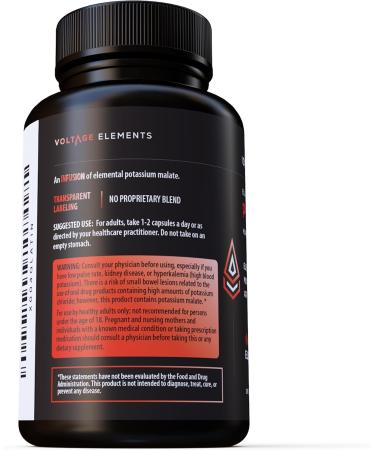 Potassium Malate 1389mg - ATP Production & Cellular Energy Electrolyte Balance - Elemental Potassium 500mg (240 Capsules) Vegan - Buy Online on GoSupps.com