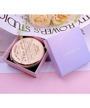 JCHCAMRY Engraved Compact Makeup Mirror - Rose Gold Travel Pocket Cosmetic with Gift Box for Niece - Ideal Birthday, Graduation, Wedding, Anniversary, Christmas Gift from Aunt & Uncle - Buy Online on GoSupps.com